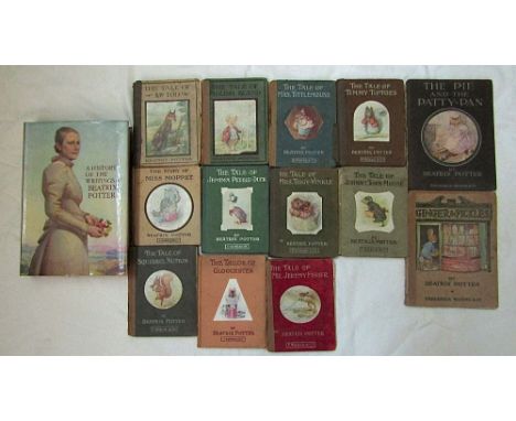A collection of Beatrix Potter books including some first editions, together with A History of the Writings of Beatrix Potter