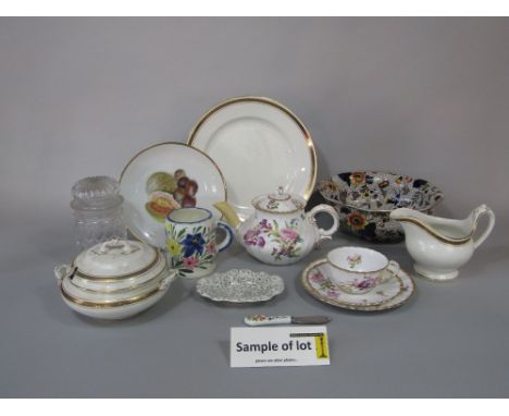 A collection of late 19th century French Sarregueimes tea wares with painted floral sprays including teapot, six cups, six sa