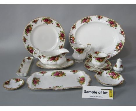 A quantity of Royal Albert Old Country Roses pattern wares including oval meat plate, pair of rectangular sandwich trays, pai