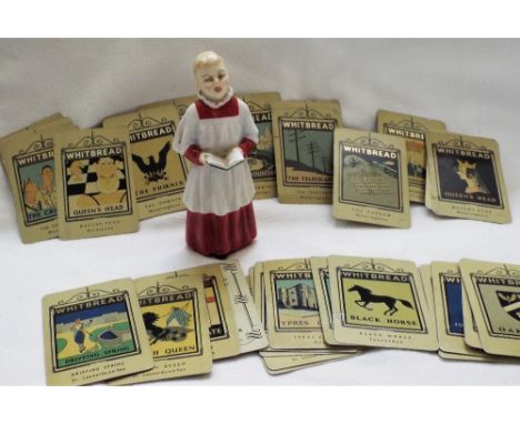 29 tin Whitbread Inn signs, first series and a Doulton figure of a choir boy