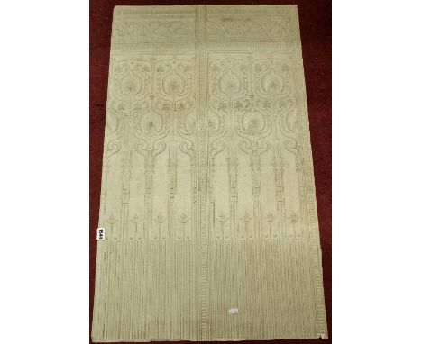 Ten sheets of Lincrusta Dado panels, with repeating embossed art nouveau detail, never hung, each panel 100cm x 60cm 