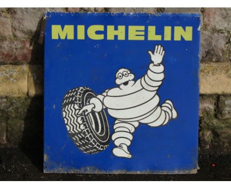 A vintage sheet tin/aluminium sign advertising Michelin tyres, 78 x 75cm