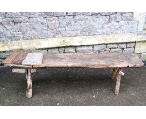 A rustic pig bench with through jointed legs (AF) 165 cm long x 38 cm wide