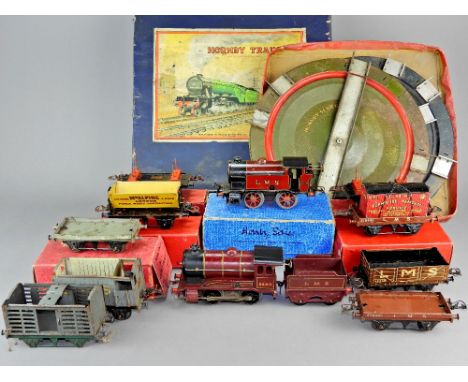 Hornby O Gauge Pre-War Tinplate LMS 0-4-0 Loco No. 5600 and Tender, LMS 0-4-0 M1 Tank Engine in need of attention, boxed, plu
