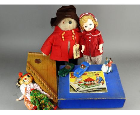 Vintage 1970s Gabrielle Designs Paddington Bear with Dunlop boots, felt coat and hat, vintage 1950s, pedigree hand plastic do