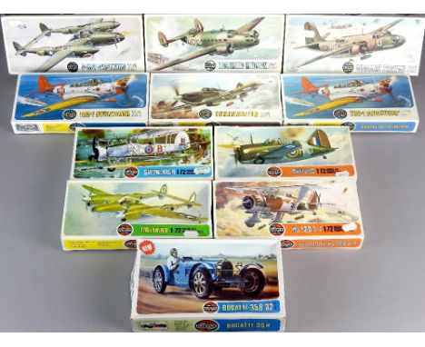 Vintage Airfix 1/72 WWII Aircraft Kits: Lockheed P-38F Lightning 1972 1st Ed., Lockheed Hudson 1973 issue, Douglas Boston 197