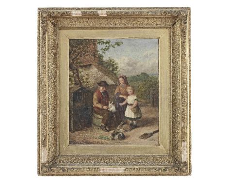 J. W. Weir (British)Tending the rabbitsSigned lower right and dated 1868Oil on canvas36 x 30.5cm (14 3/16 x 12in).Together wi