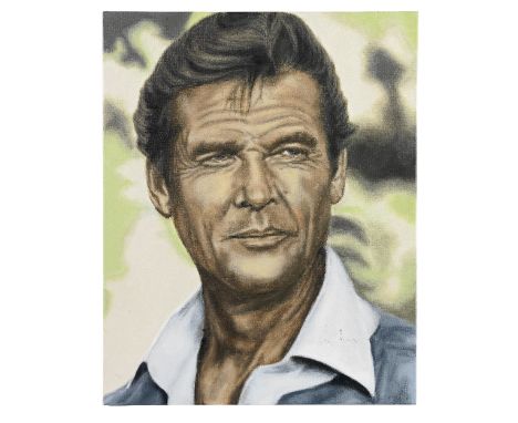 Paul Stillwell (British, born 1969)A portrait of Sir Roger Moore Signed 'PStill', and further signed by Sir Roger MooreAcryli