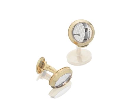 Breguet. A pair of 'Cadran Guilloché' cufflinksSingle-sided, each circular plaque set with partial guilloché dials, the colle