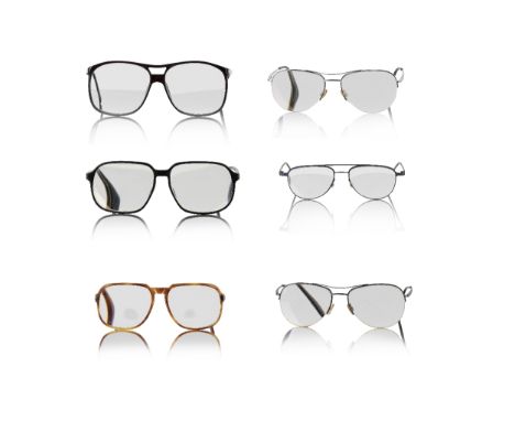 Six pairs of Sir Roger Moore's spectacles and aviator glassesComprising one pair of Dunhill aviator style glasses with dark b