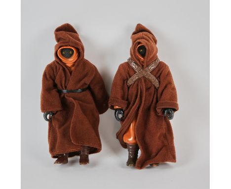 Star Wars 8" cloth cape Jawas x 2. Circa 1970s. Possibly made by Kenner. (2)Condition Report:  One Jawa missing bandolier. Un