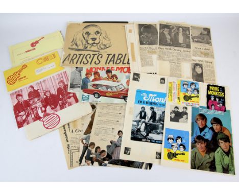 The Monkees  Vintage US. fan club correspondence and memorabilia including original mailing envelope; together with a scrap b