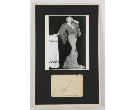 Autographs: Mae West (1893-1980) a black and white 8 x 10 inch photograph of the actress and writer of the theatre production