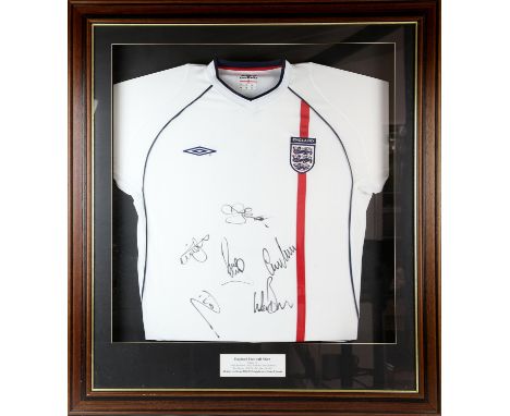 England Football Shirt Signed by players from 2002-2003 Manchester United Squad  signatures include, David Beckham, Rio Ferdi