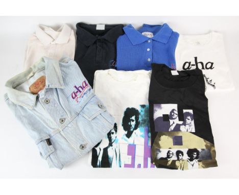 A-ha: World Tour memorabilia - includes, World Tour 86 87 pale blue denim jacket embroidered above left pocket and right slee