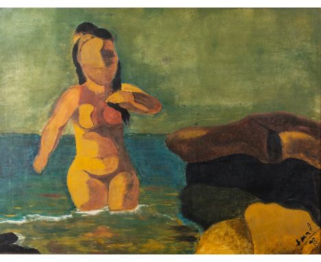20th Century School -
Bathing female nude -
Gouache -
48 x 64cm -
Signed and dated '98' lower right -
Together with a waterco