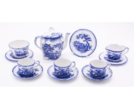 A Ridgways pottery Child's tea service printed in the Humphreys Clock pattern with scenes from Charles Dickens Old Curiosity 