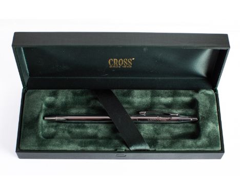 A Cross ballpoint pen inscribed Concorde. In silver complete with leaflet and in original green Cross box. 

