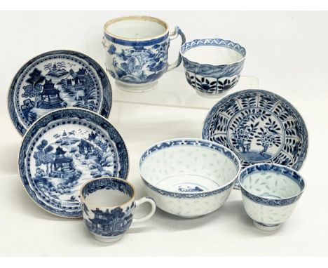 A collection of 18th and early 19th century Chinese and English porcelain tea bowls, cups and saucers. Circa 1700-1820. 