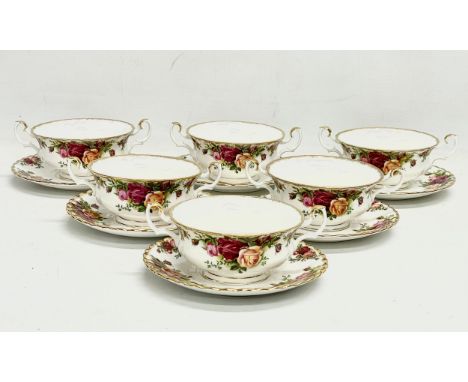 A set of 6 1962 Royal Albert LTD ‘Old Country Roses’ soup bowls and 6 saucers. 
