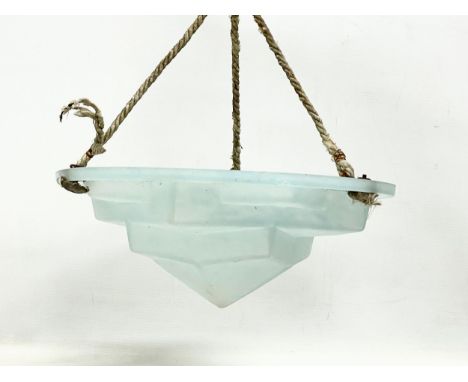 A 1920’s Art Deco frosted glass light shade. 35x14cm 