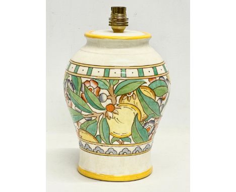 A large Charlotte Rhead style pottery table lamp. 28cm 