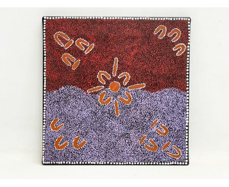 An aboriginal oil painting by Wendy Kunoth. 31x31cm 