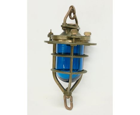 A vintage heavy brass bulkhead ships convoy light. C.B. LTD. 1950. 36cm 