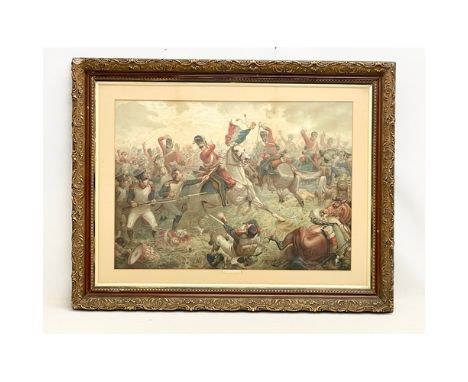 A large late 19th century print of ‘The Battle of Waterloo’ in original gilt frame. 93x72cm 