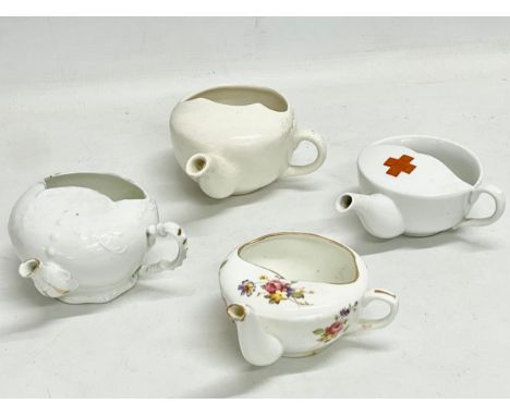 4 porcelain feeding cups. A Hammersley &amp; Co. Red Cross and 2 others. 