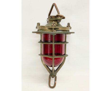 A vintage heavy brass bulkhead ships convoy light. C.B. LTD. 1950. 36cm. 