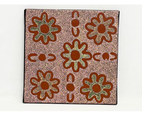 An aboriginal oil painting by Michelle Lion. 31x30cm 