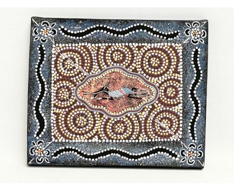 An aboriginal oil painting. 25x21cm 