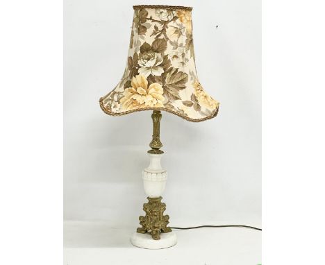 A large vintage ornate brass and marble table lamp. Base measures 56cm 