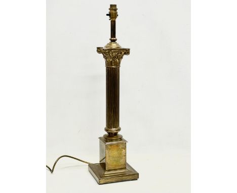 A large vintage Corinthian style brass table lamp. 64.5cm 