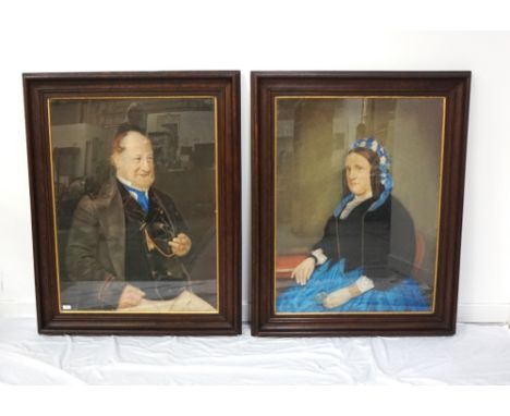 R A HOPEpair of large Victorian portraits on canvas, of a lady and gentleman, both signed and inscribed Jersey above the date