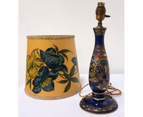 1930s CARLTON WARE 'MIKADO' PATTERN LAMP BASEwith gilt and enamel decoration on blue ground, raised on circular base, various