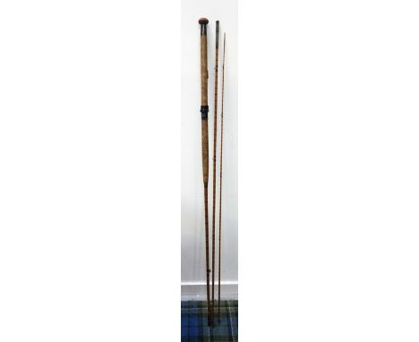 VINTAGE 'HARDY BROS., ALNWICK' THREE PIECE SALMON ROD'The Hebridean Rod' 'Palakona' Regd.Trade Mark', the ferrule numbered 'E