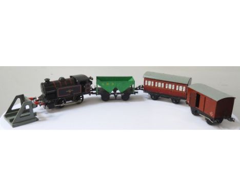 HORNBY BRITISH RAILWAYS CLOCKWORK TINPLATE 'TYPE 40' TANK LOCOMOTIVEby Meccano Ltd., 0-gauge, '3 82011', Goods Van, LMS Hoppe