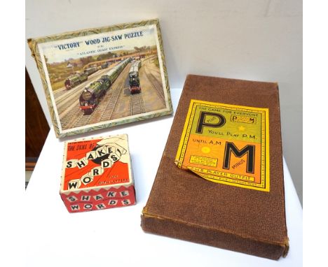 COLLECTION OF VINTAGE CHILDREN'S GAMES AND PUZZLESincluding 'Architect Fangel's Building Set Connector', "Victory" wooden jig