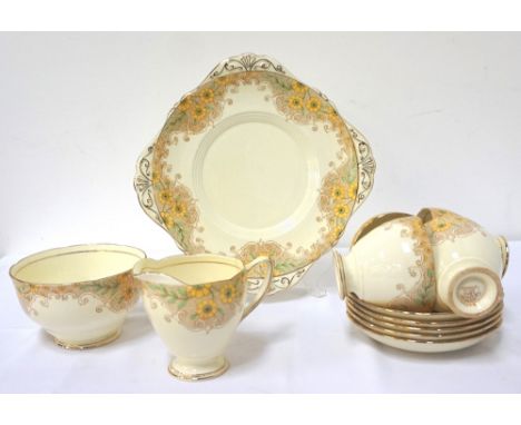 1930s GRAFTON 'DUCHESS' PART CHINA TEA SERVICEcomprising six cups, eleven saucers, twelve side plates, cake plate, sugar basi