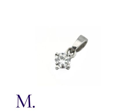 A Diamond Solitaire Pendant, in 18k white gold, Set with a round brilliant cut diamond of approximately 0.20cts. Stamped 750 