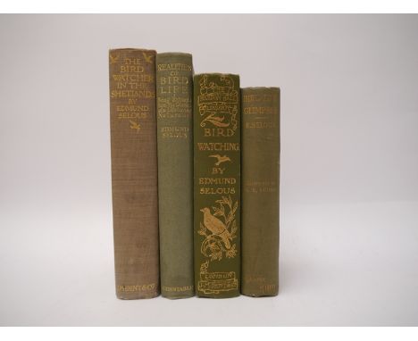 Edmund Selous, four titles: 'Realities of Bird Life', 1927, 1st edition, copy of Thomas Hardy (1840-1928), English Novelist a