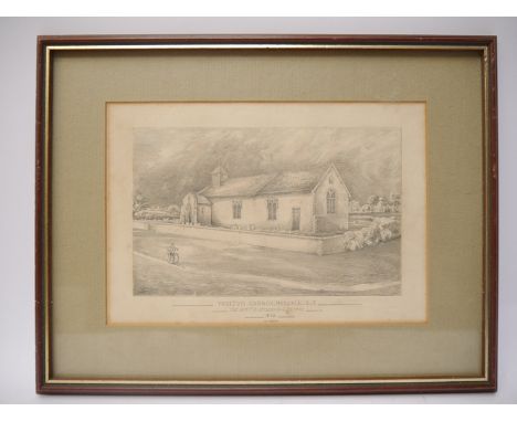 A well executed pencil drawing of Thelveton church, 1843, probably by William Cattermole (Norwich School), dedicated to Rev. 