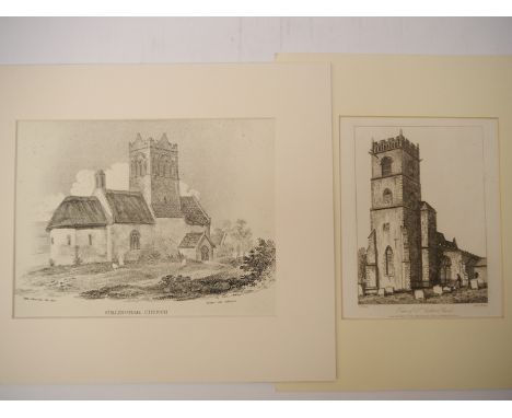 Two engravings of Norfolk churches - Gillingham church, Norfolk, by John B. Ladbrooke, 1822, and St. Cuthberts church, Thetfo