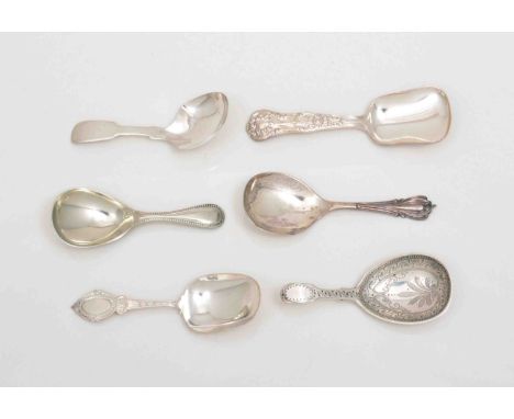 A Victorian silver caddy spoon, by George Unite, Birmingham 1871, cameo handle, another by the same maker, Birmingham 1874, t