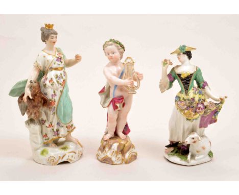 A Meissen porcelain group, Apollo playing a lyre, modelled after a design by J J Kaendler, incised number 2562 and blue cross