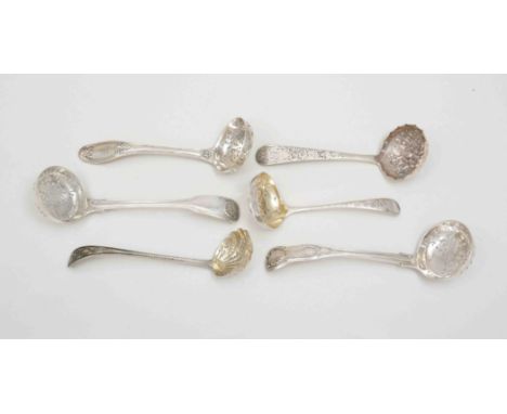 A Victorian silver ladle shape sifter spoon, by George Adams, London 1852, bearing registration mark, Thread pattern with eng
