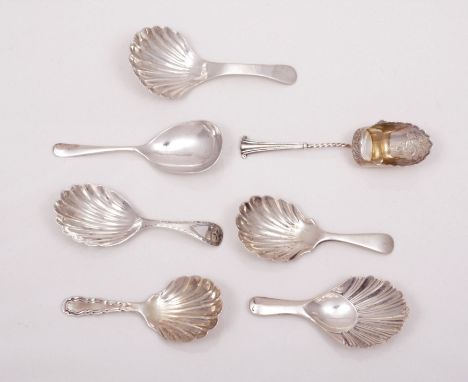 An Edwardian silver caddy spoon, by M Friedlander & Co.,  Chester 1907, another by Dowler & Sons, Birmingham 1909, three furt