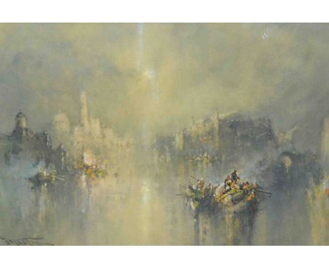 Frank Wasley
Venetian Light,
signed,
watercolour with gouache,
36cm x 52cm.